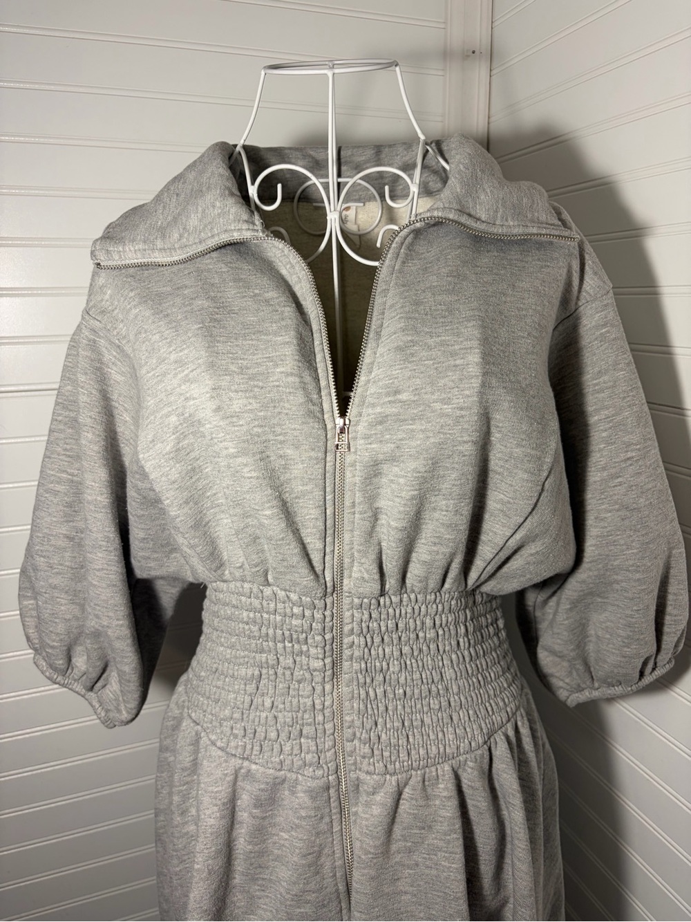 ✨Anthro’s Daily Ritual✨- Gray Heather Short Sleeve Zip-Smock Dress - SOLD OUT - Picture 6 of 11